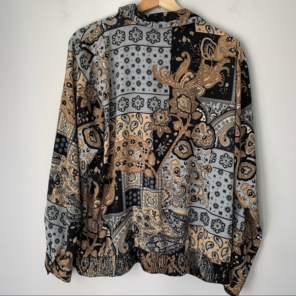 Alfred Dunner Paisley Button Blouse Top Vintage Womens Size 16 - Picture 4 of 8